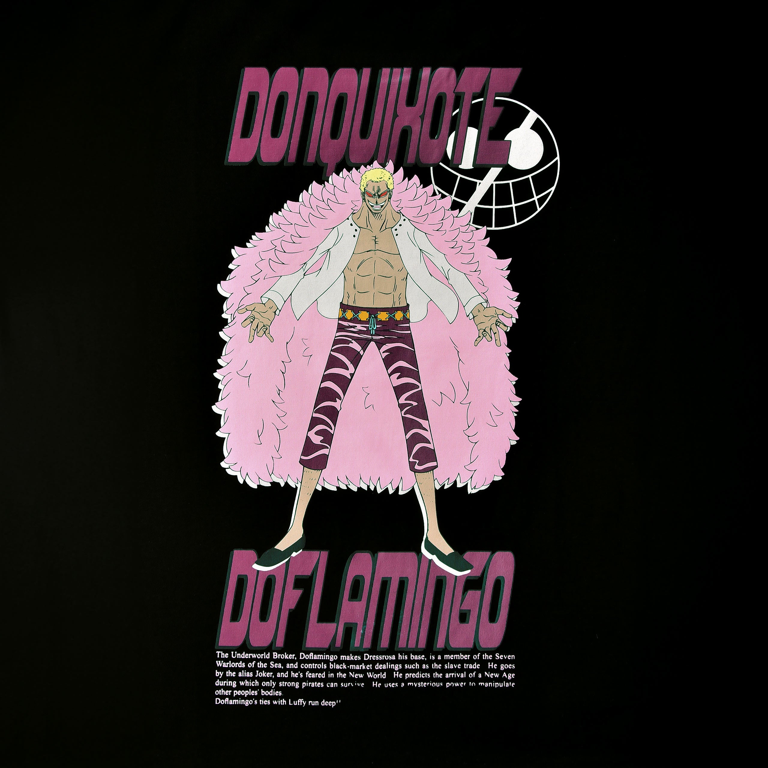Imagen del producto One Piece - Camiseta oversize Don Quixote Doflamingo negra