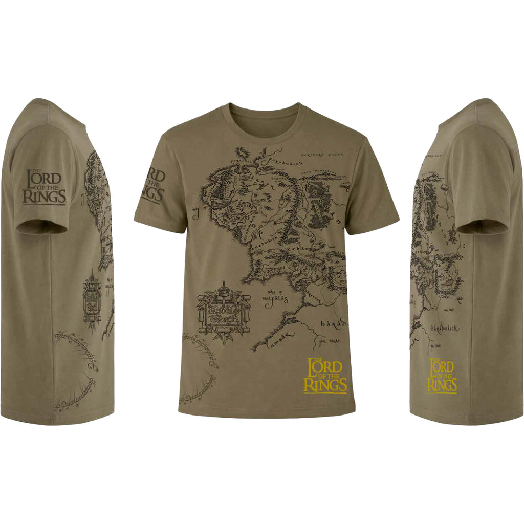 Imagen del producto El Señor de los Anillos - Camiseta mapa de la Tierra Media marrón
