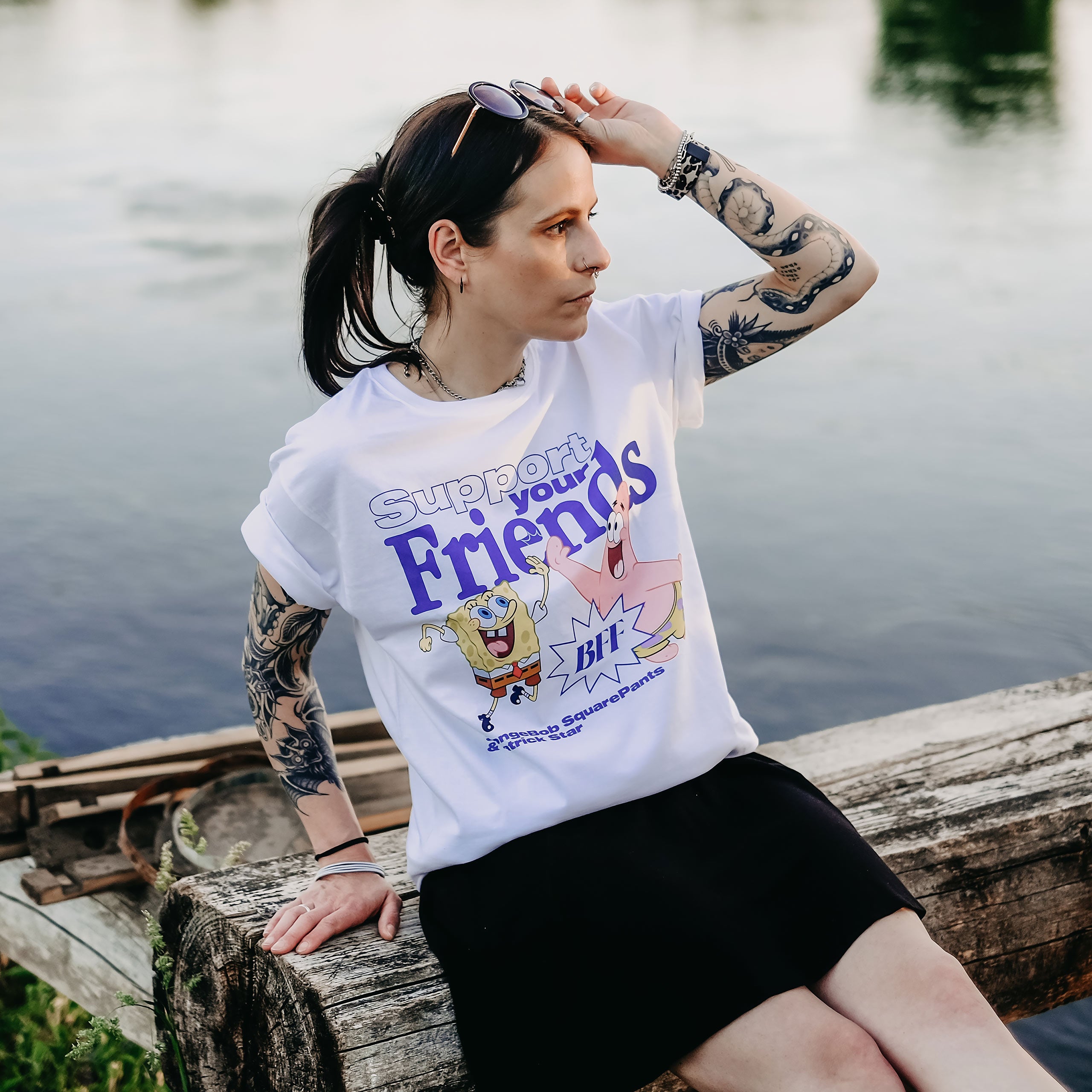 Imagen del producto Camiseta SpongeBob y Patrick Support Your Friends