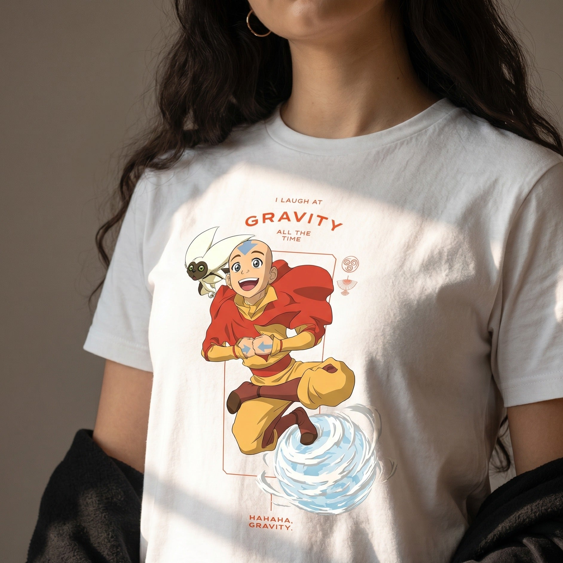 Imagen del producto Avatar – Camiseta Aang Laugh at Gravity blanca
