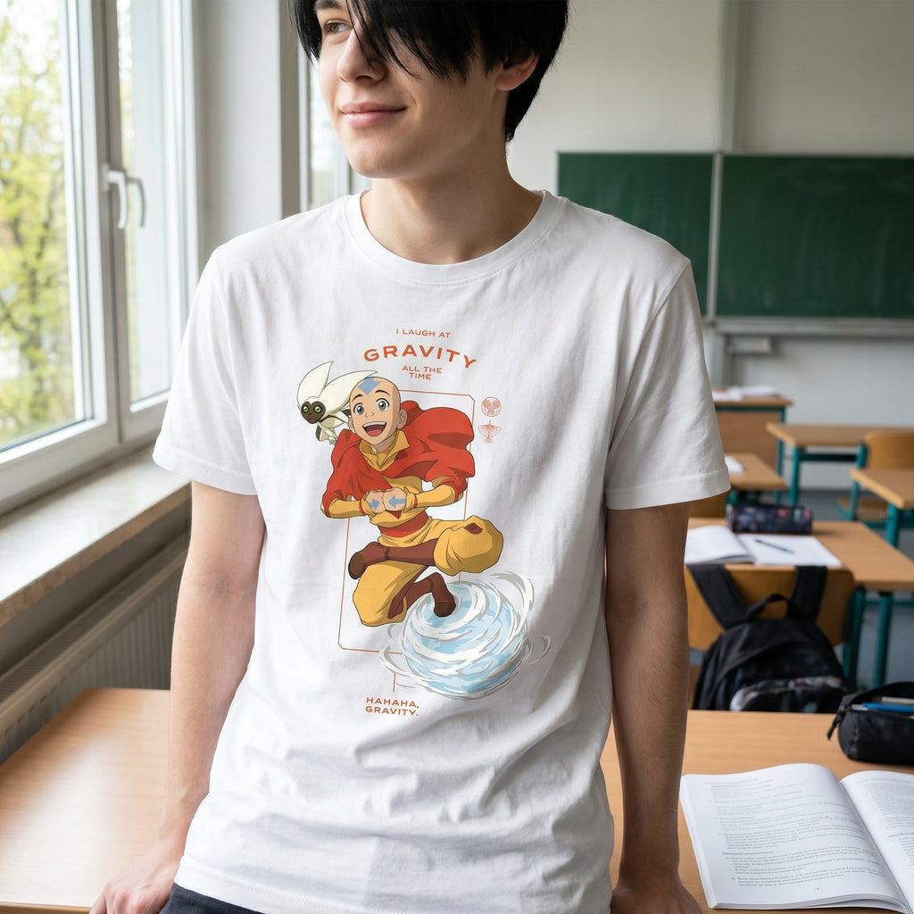 Imagen del producto Avatar – Camiseta Aang Laugh at Gravity blanca