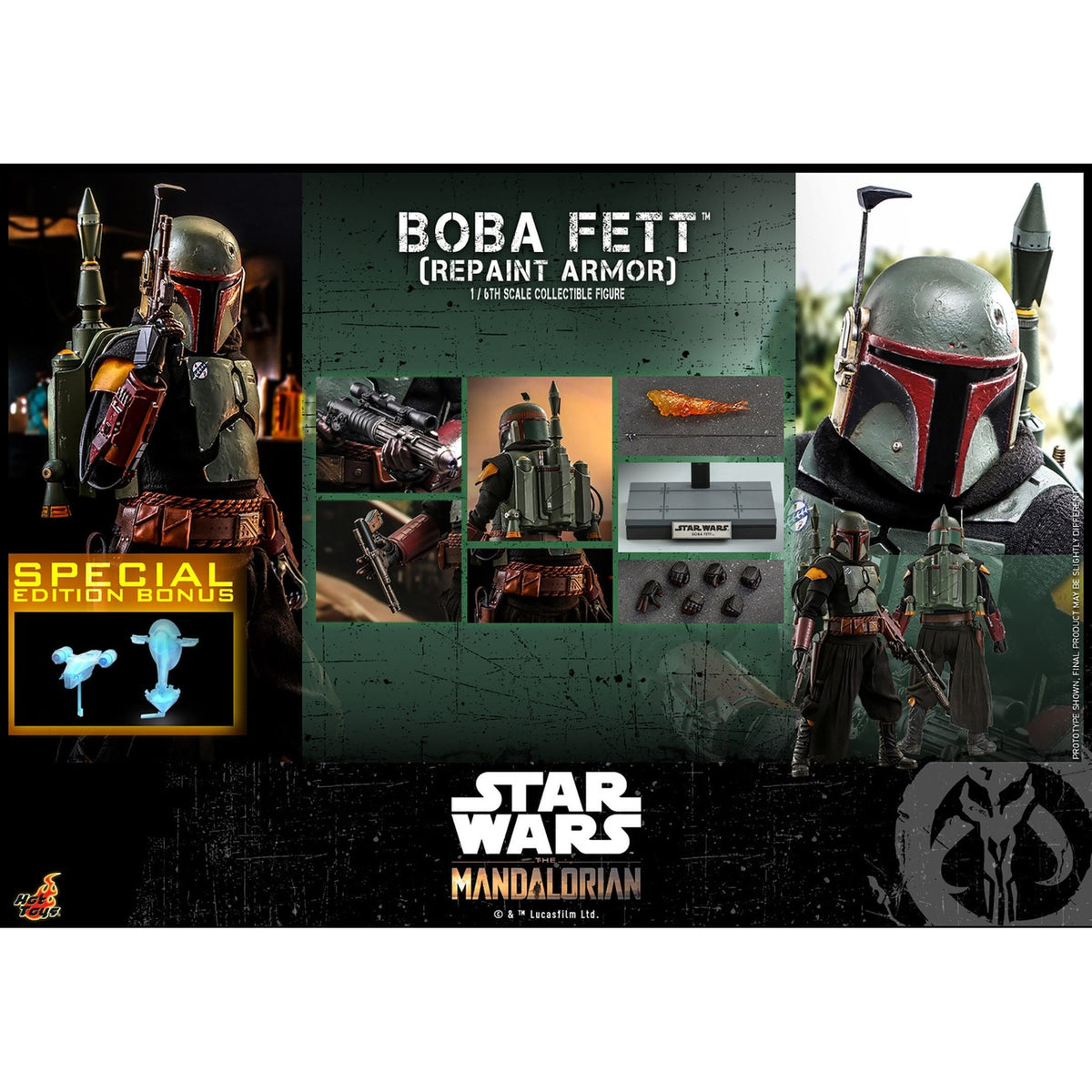 Imagen del producto Star Wars: The Mandalorian – Figura de acción de Boba Fett 1:6 Repaint Armor Edición Especial