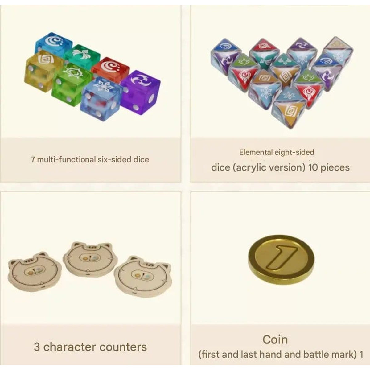 Imagen del producto Genshin Impact Juego de cartas coleccionables - Set de accesorios y dados *Versión china*