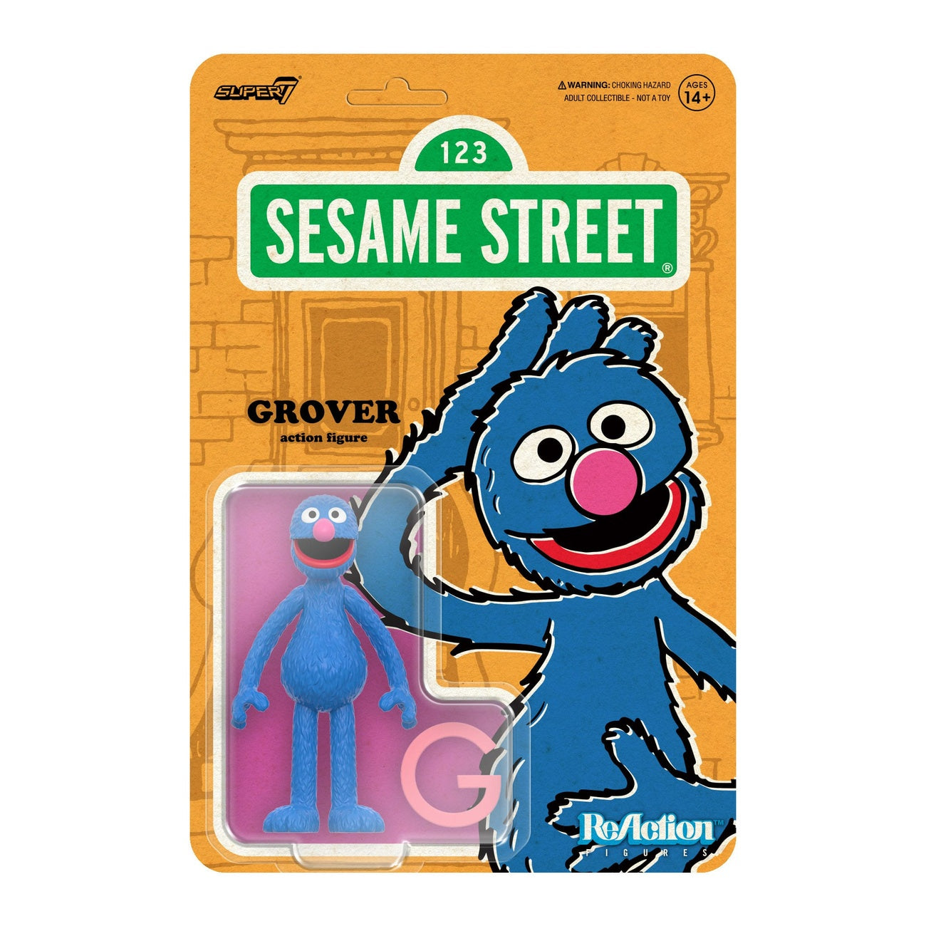 Imagen del producto Barrio Sésamo figura de acción ReAction Wave 05 Grover 10 cm