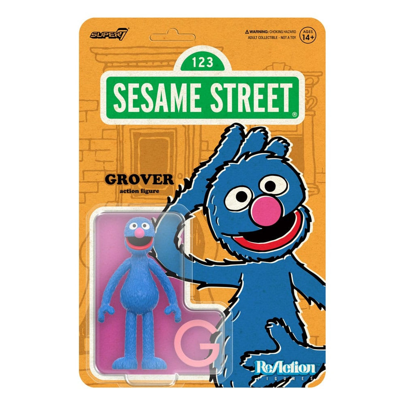 Imagen del producto Barrio Sésamo figura de acción ReAction Wave 05 Grover 10 cm