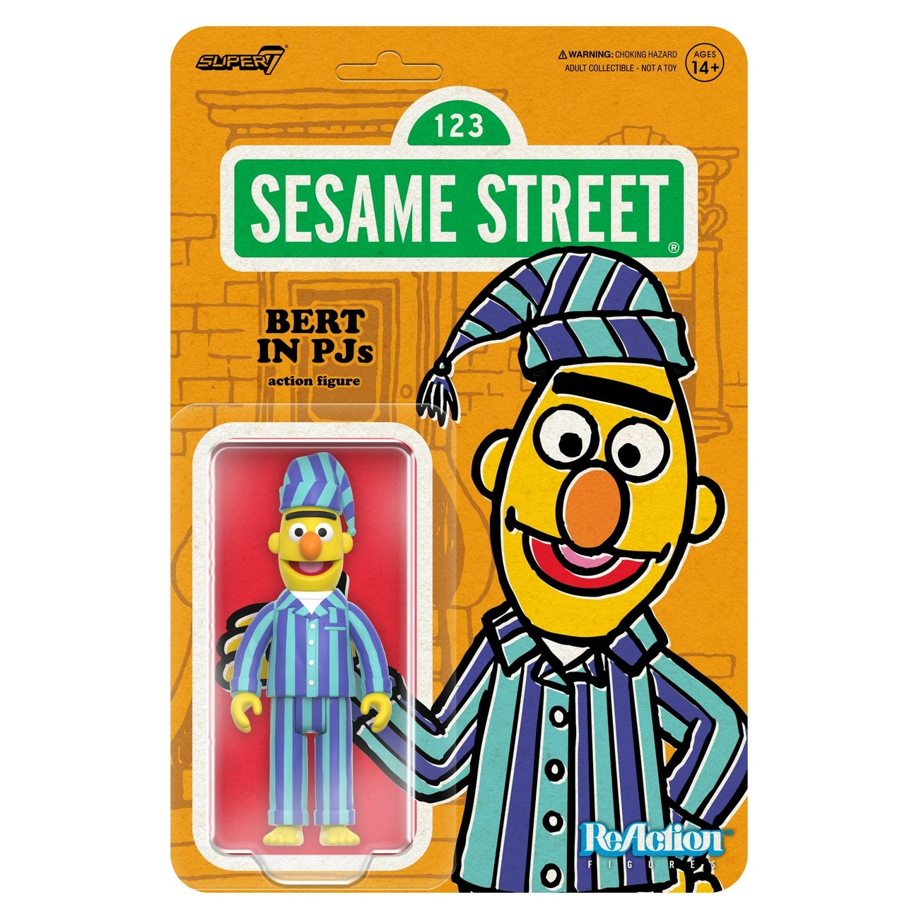Imagen del producto Barrio Sésamo figura de acción ReAction Wave 06 Bert (PJ) 10 cm