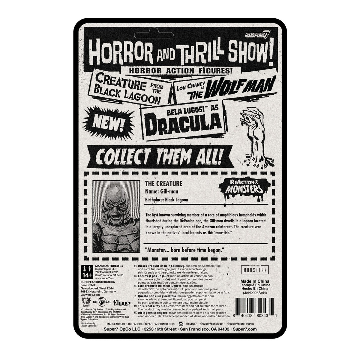 Imagen del producto Universal Monsters Figura de acción ReAction+ Wave 1 Creature from the Black Lagoon 10 cm