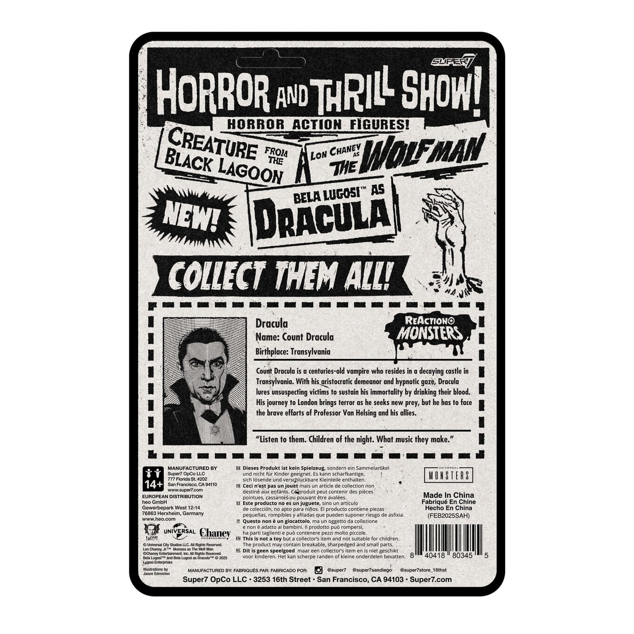 Imagen del producto Universal Monsters figura de acción ReAction+ Wave 1 Drácula 10 cm