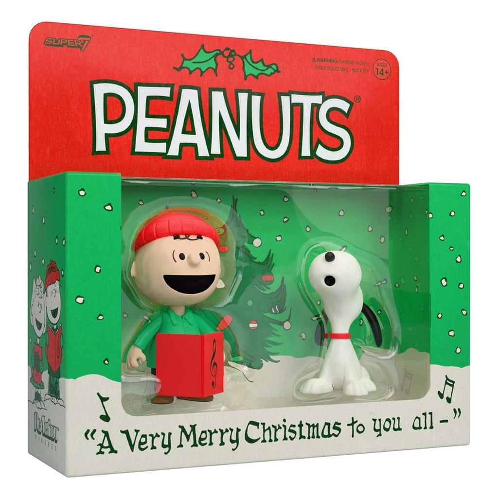 Product image Peanuts ReAction Action Figure 2-Pack Charlie Brown and Snoopy (Caroling) 10 cm