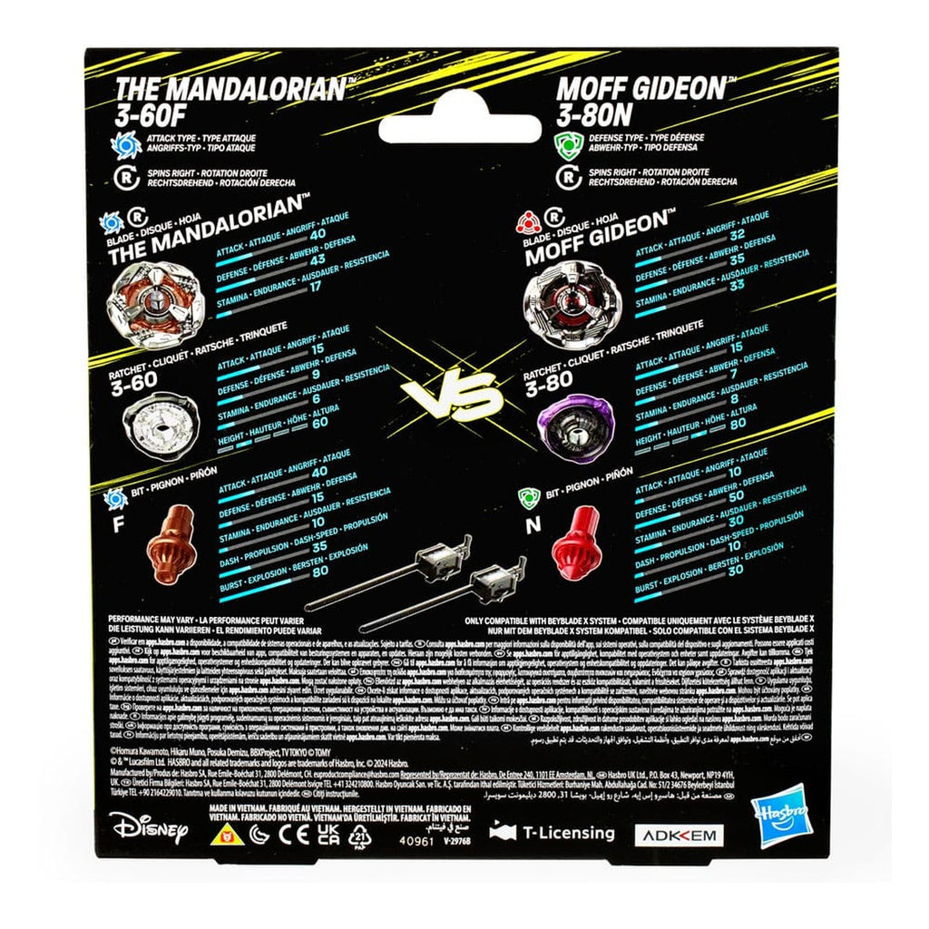 Imagen del producto Colaboración Beyblade X y Star Wars The Mandalorian 3-60F vs. Moff Gideon 3-80N