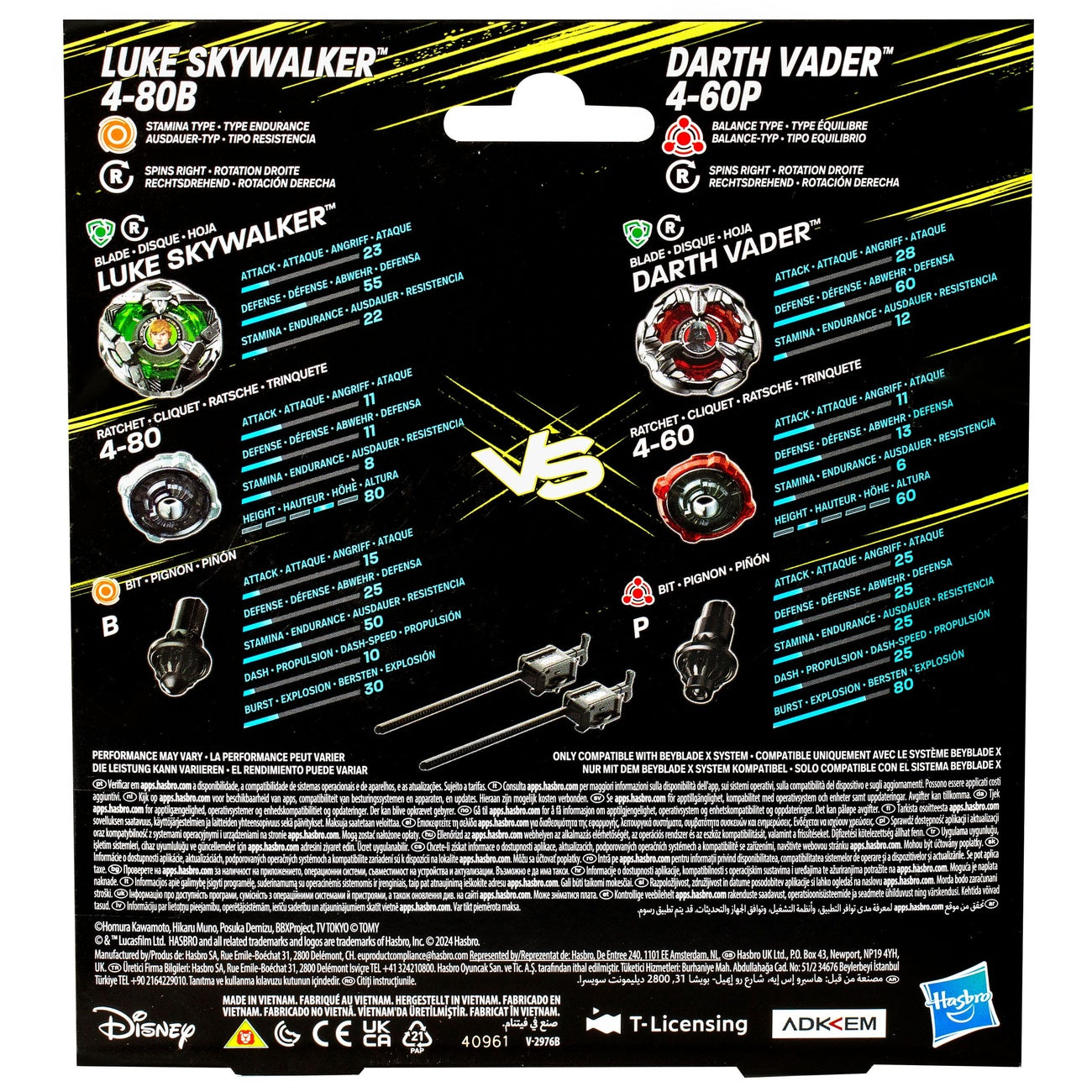 Imagen del producto Colaboración Beyblade X y Star Wars Luke Skywalker 4-80B vs Darth Vader 4-60B