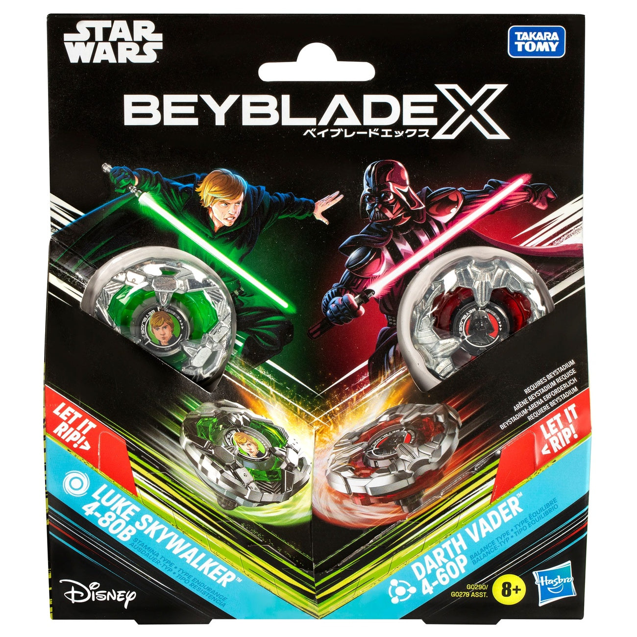 Imagen del producto Colaboración Beyblade X y Star Wars Luke Skywalker 4-80B vs Darth Vader 4-60B