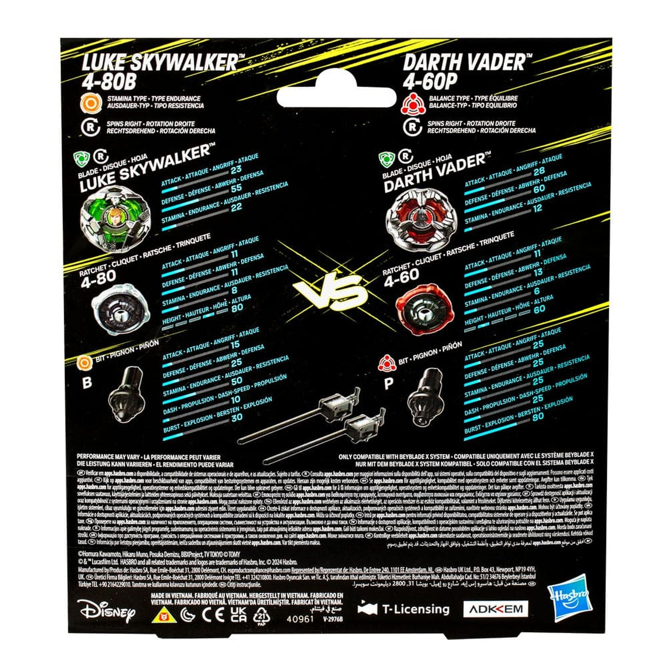 Imagen del producto Colaboración Beyblade X y Star Wars Luke Skywalker 4-80B vs Darth Vader 4-60B