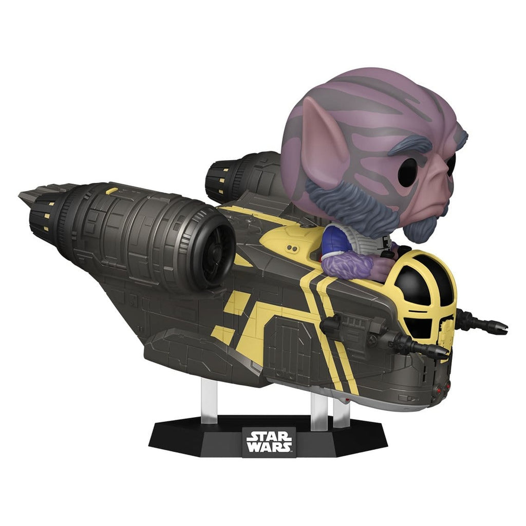 Imagen del producto Star Wars: The Mandalorian and Grogu POP! Rides Deluxe figura cabezona de vinilo Zeb Orrelios en la Razor Crest 9 cm