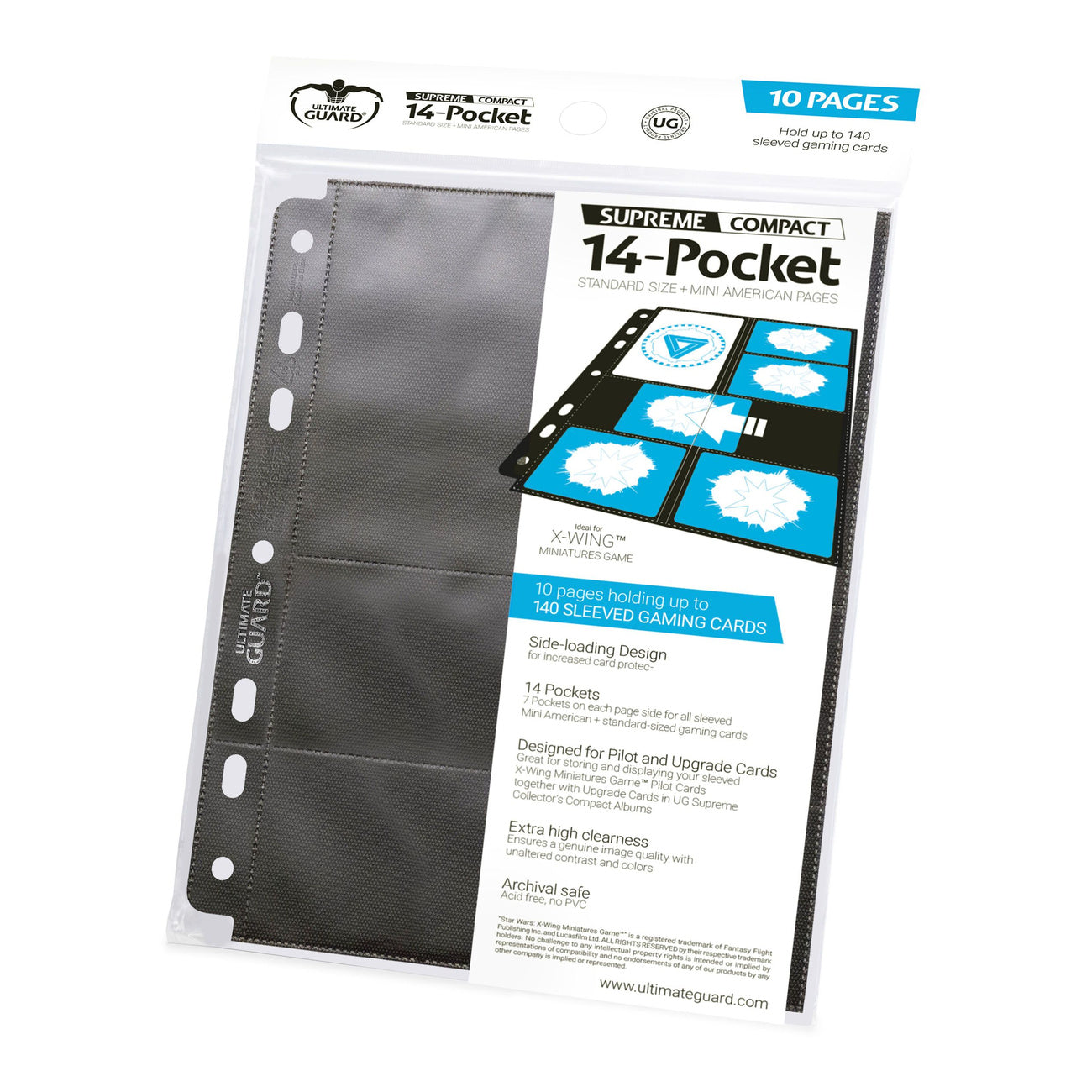 Product image Ultimate Guard 14-Pocket Supreme Compact Pages Standard + Mini American (10) - Black
