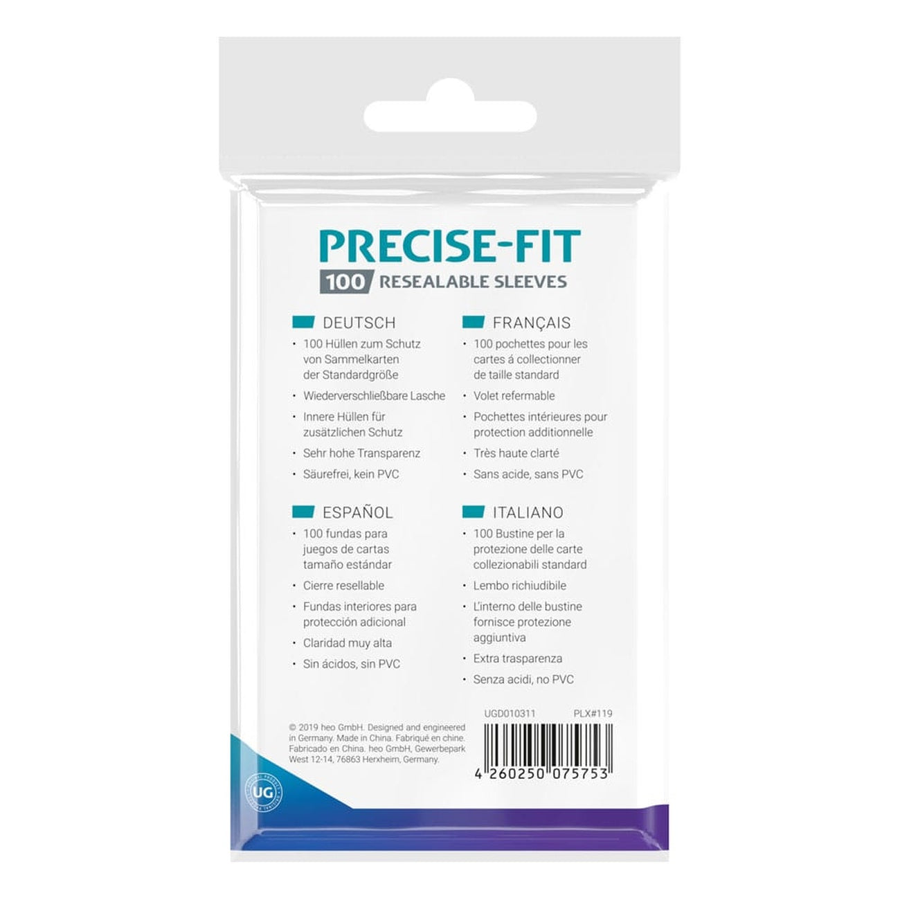 Imagen del producto Ultimate Guard Precise-Fit Sleeves Standard Size (100) - Resealable