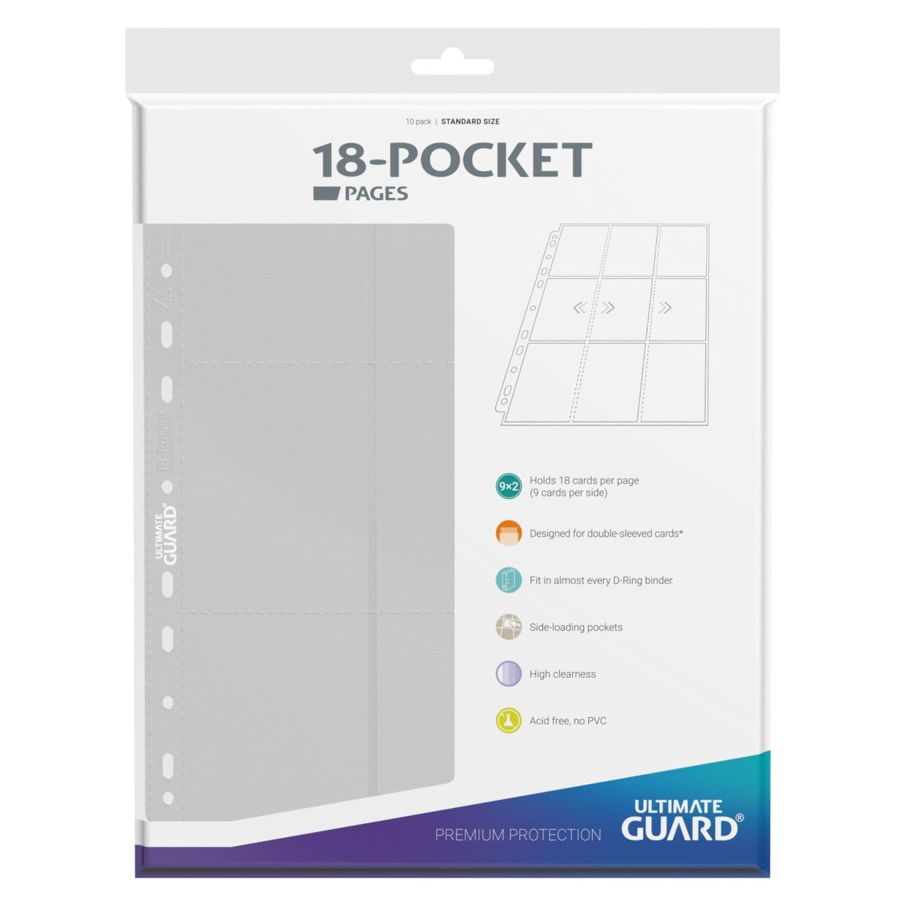 Imagen del producto Ultimate Guard Hojas de 18 Bolsillos Carga Lateral (10) - Blanco