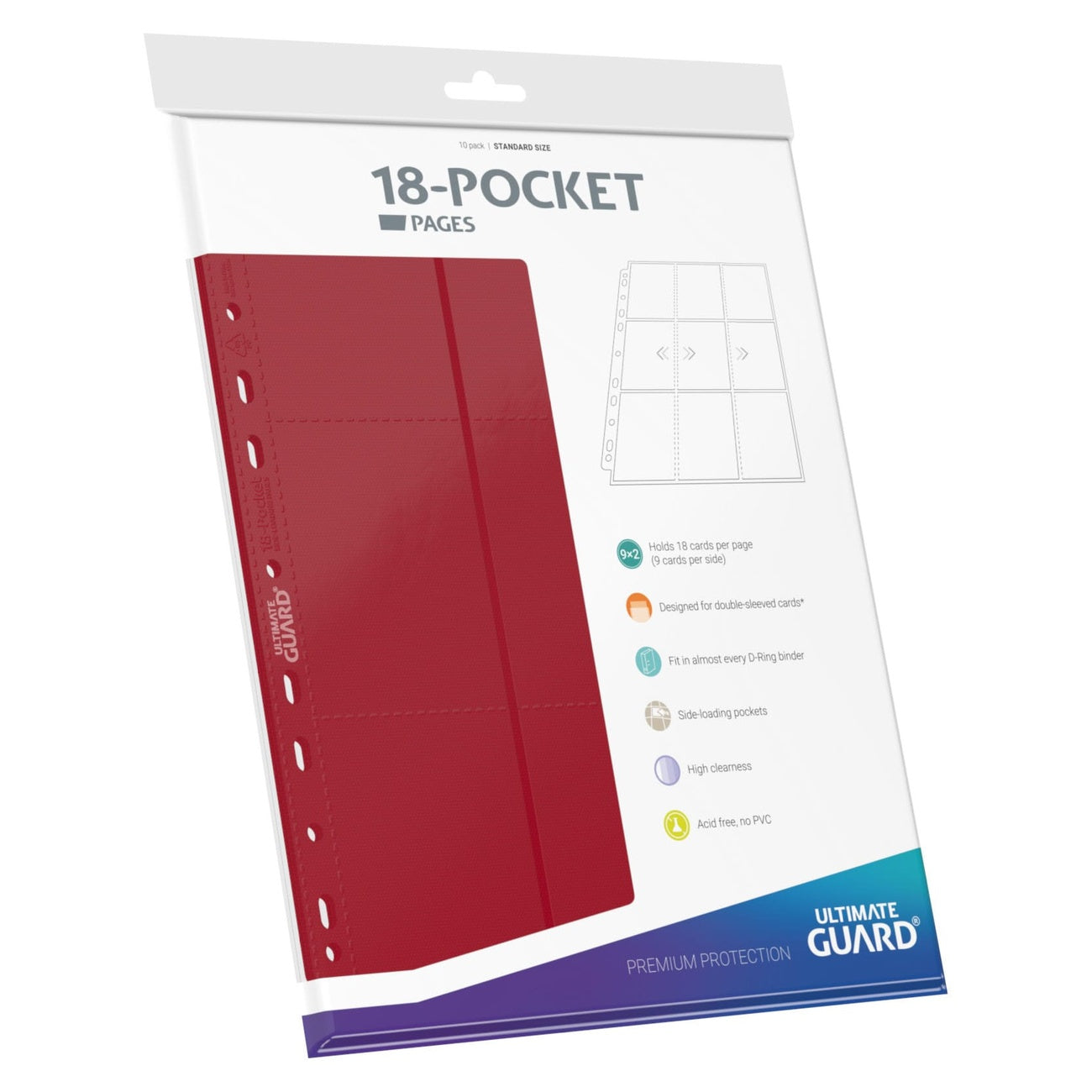 Product image Ultimate Guard 18-Pocket Pages Side-Loading (10) - Red