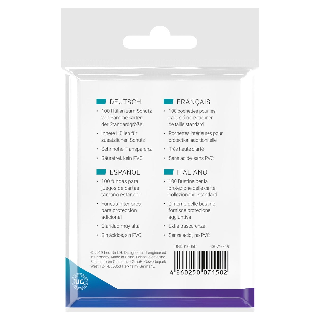 Imagen del producto Ultimate Guard Precise-Fit Sleeves Tamaño Estándar (100)