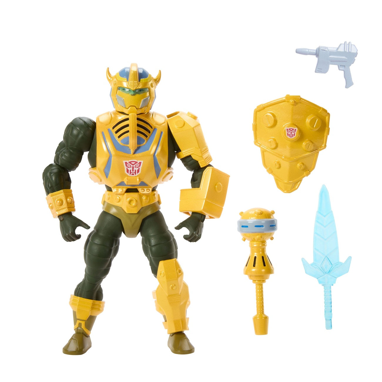 Imagen del producto Masters of the Universe x Transformers figura de acción Bumblebee Armor Man-At-Arms heo Exclusiva europea 14 cm