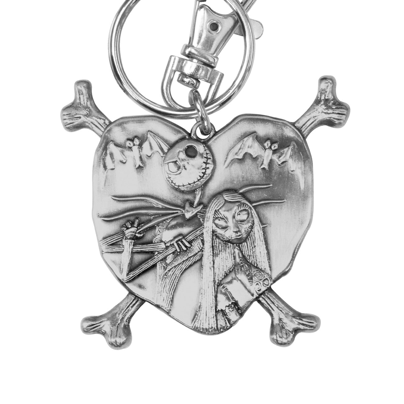 Imagen del producto Pesadilla antes de Navidad Llavero de metal Jack y Sally en corazón