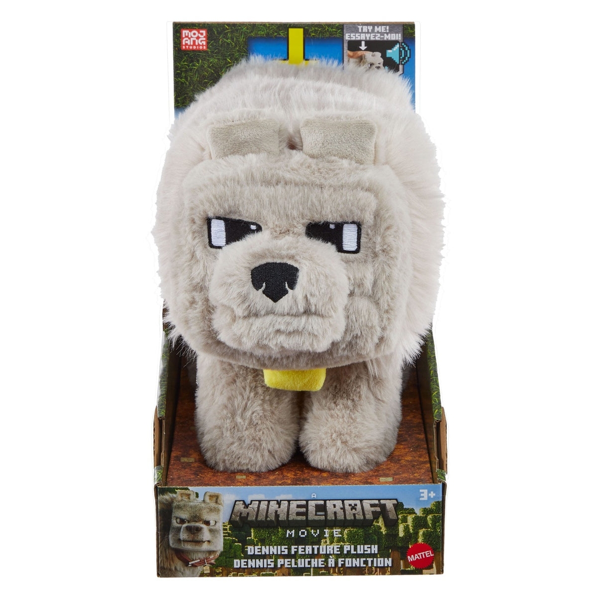 Imagen del producto Un peluche con sonido Dennis el Lobo 20 cm de la película Minecraft