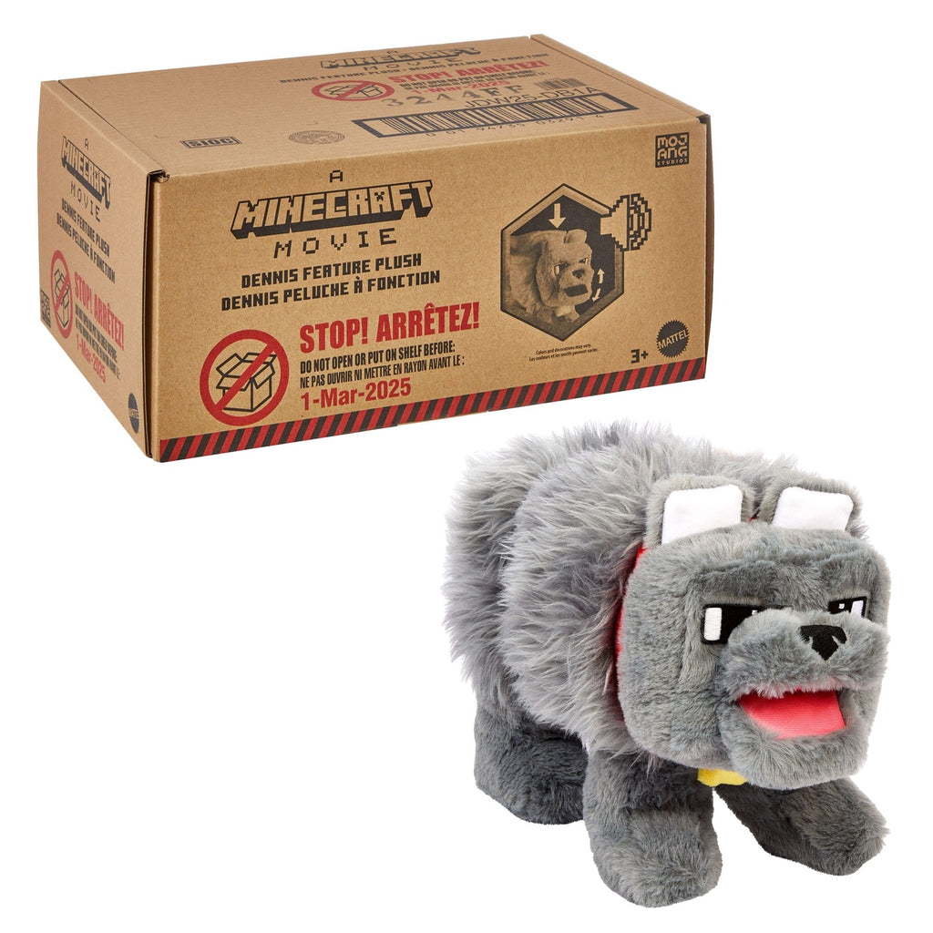 Imagen del producto Un peluche con sonido Dennis el Lobo 20 cm de la película Minecraft