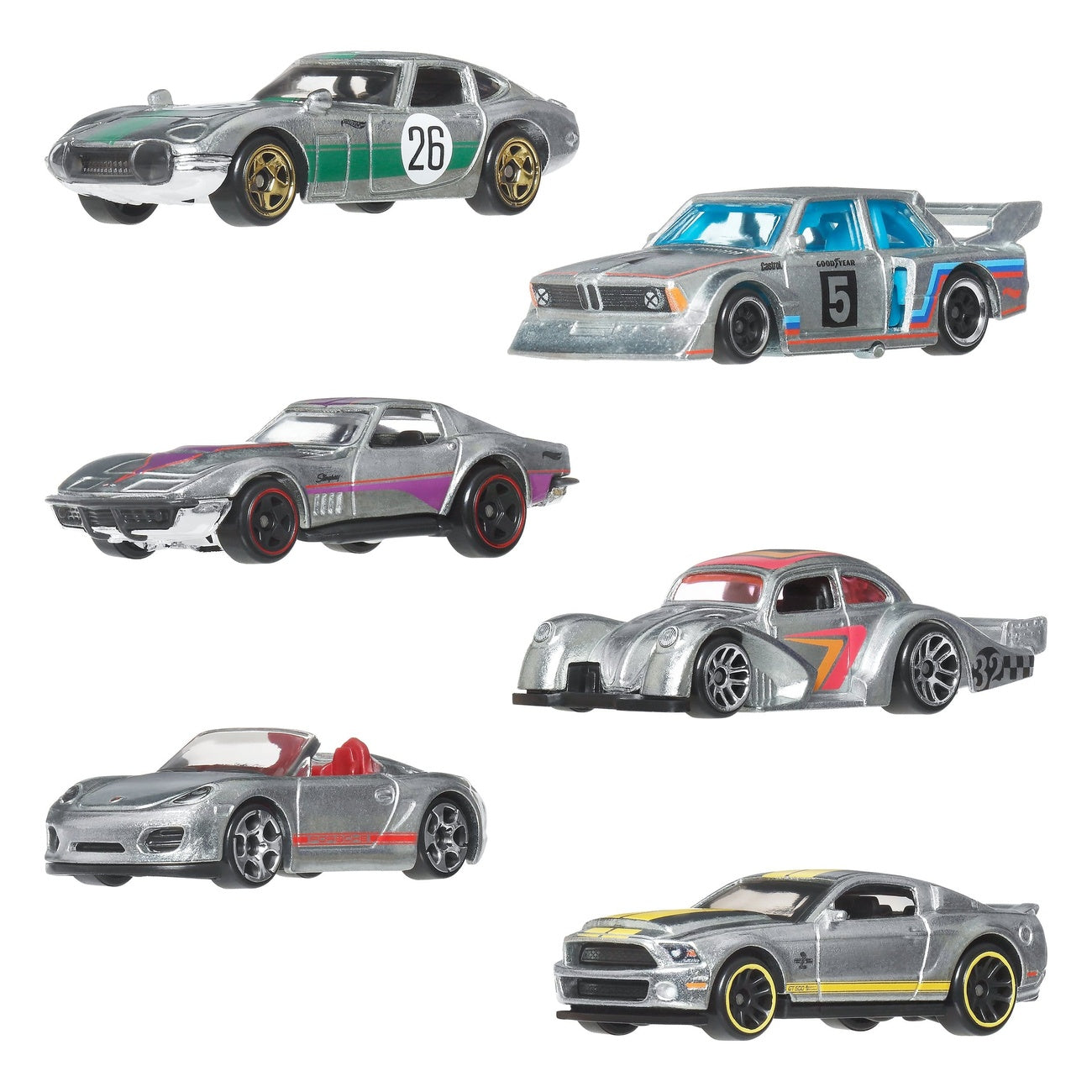 Imagen del producto Hot Wheels Silver Series vehículos de metal fundido 6-pack 1/64 ZAMAC