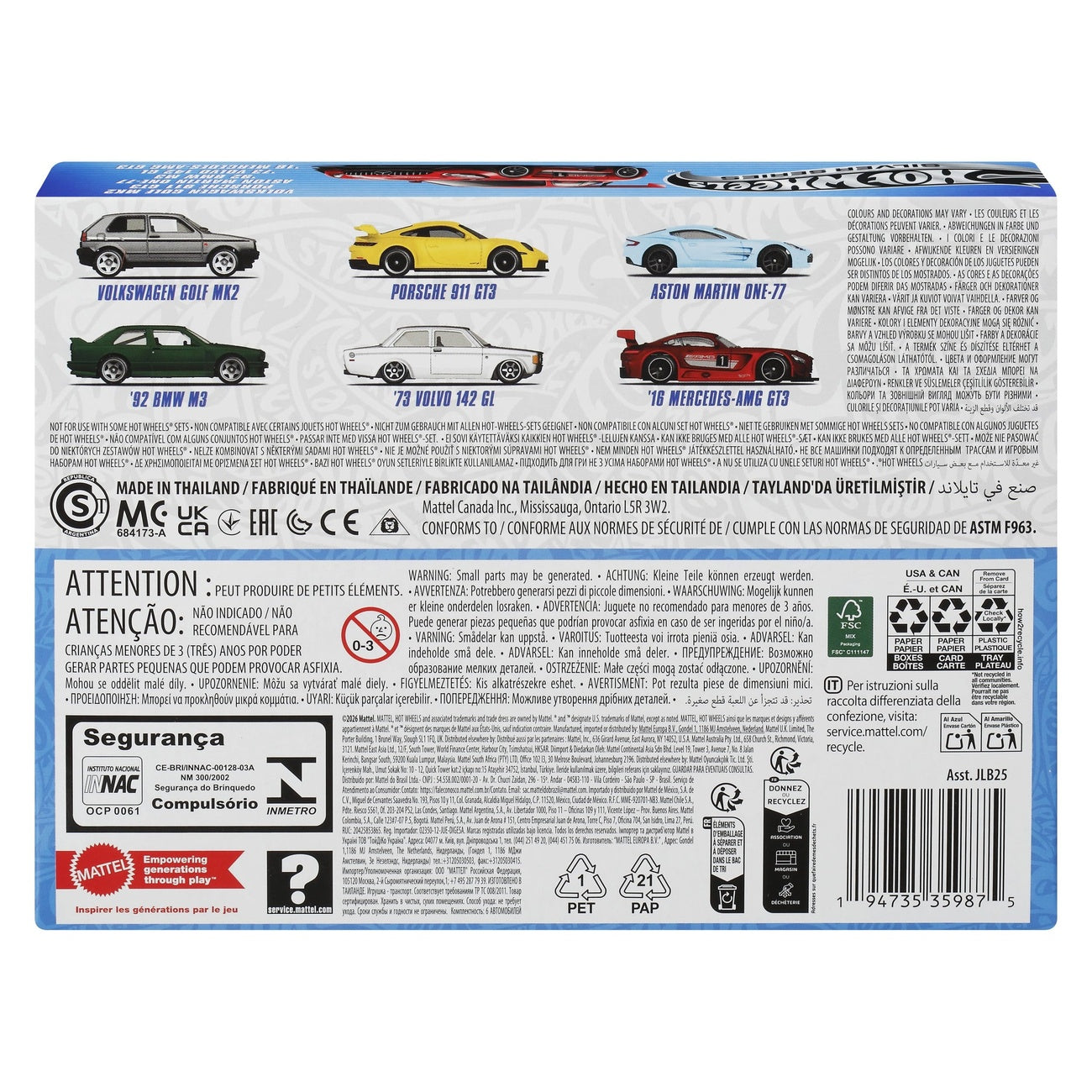 Imagen del producto Hot Wheels Silver Series Vehículos de metal fundido 6-pack 1/64 Euro Style
