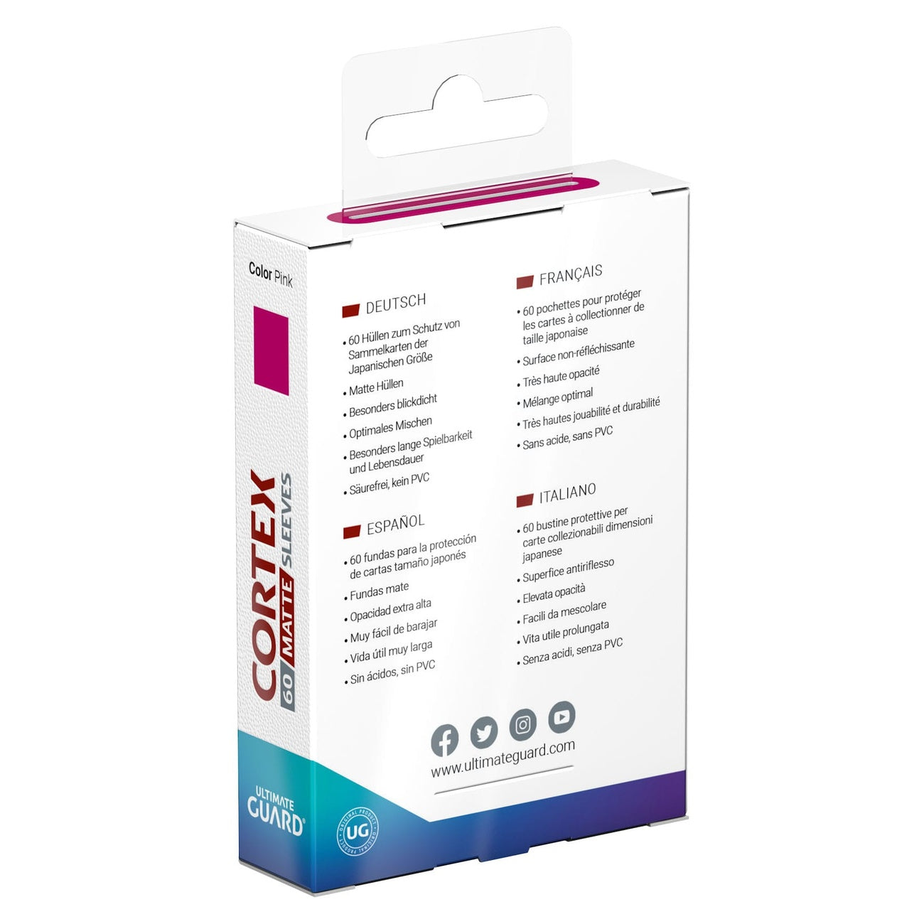 Imagen del producto Ultimate Guard Cortex Sleeves Mate Japanese Size (60) - Rosa