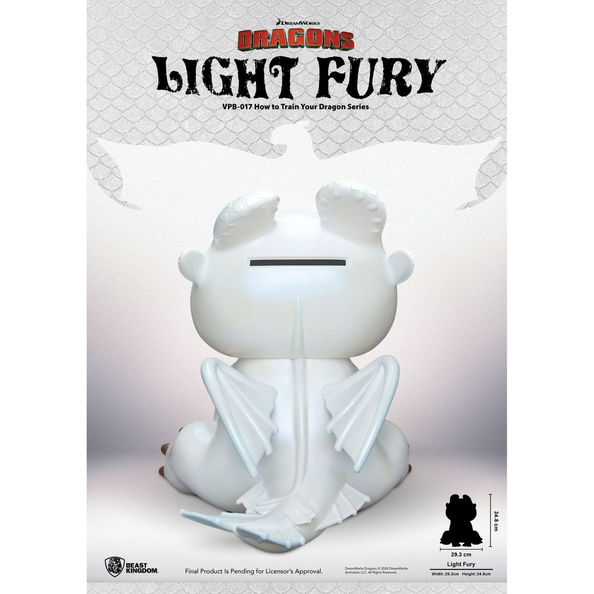 Imagen del producto Cómo entrenar a tu dragón Figura funcional Hucha Light Fury 35 cm