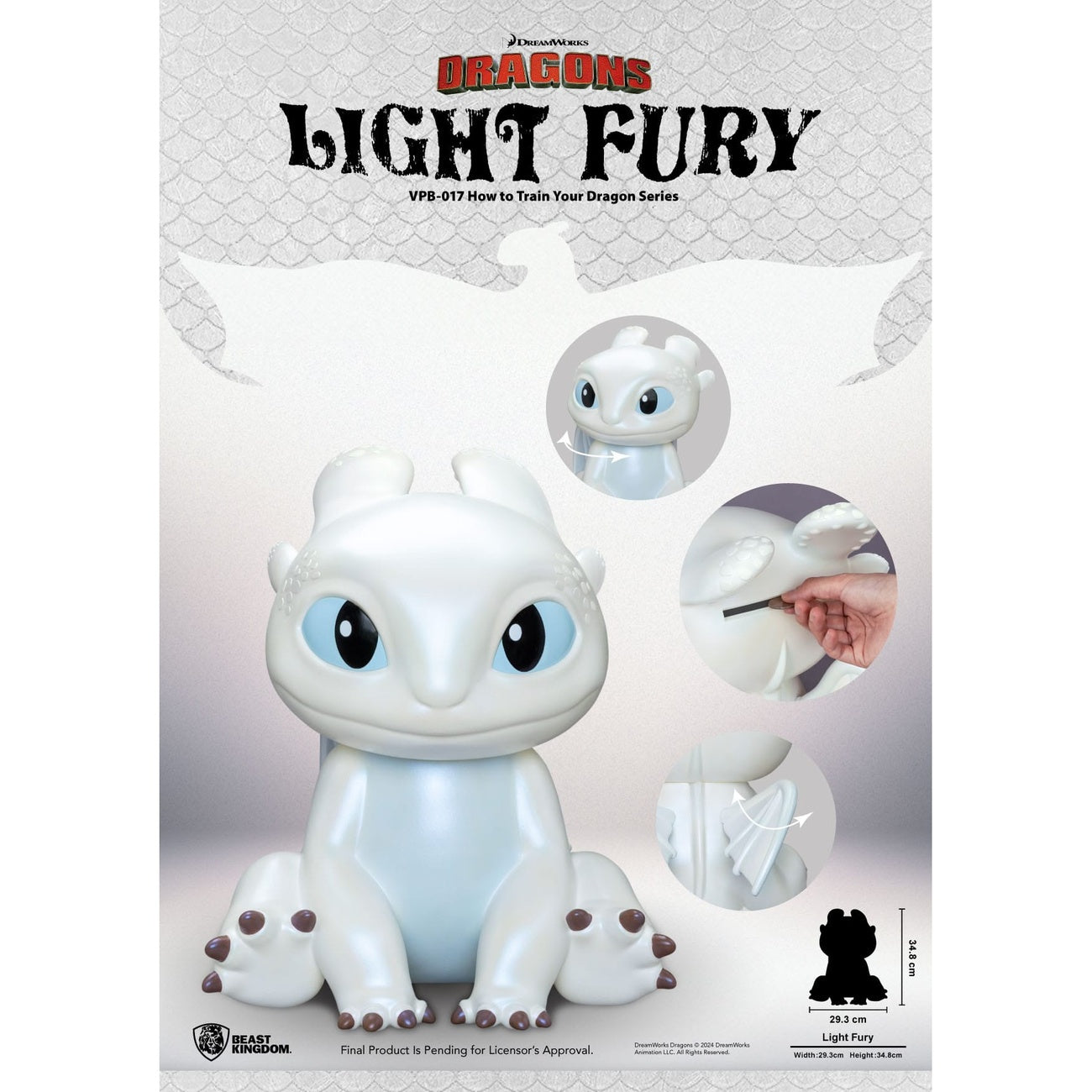 Imagen del producto Cómo entrenar a tu dragón Figura funcional Hucha Light Fury 35 cm