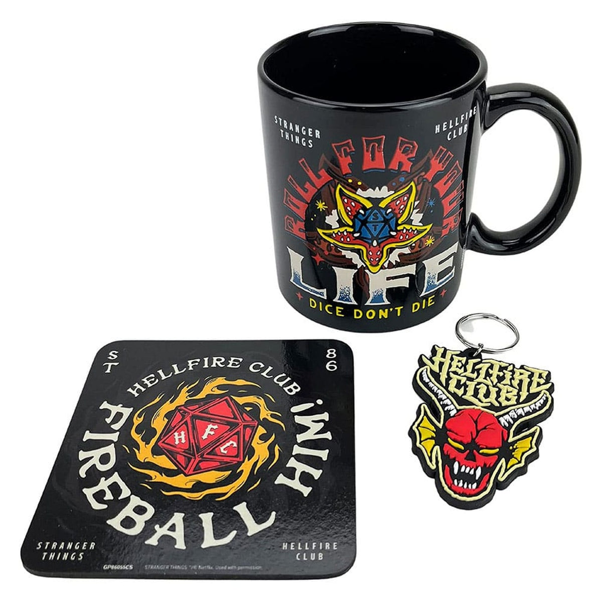 Imagen del producto Stranger Things Set de taza, posavasos y llavero Hellfire