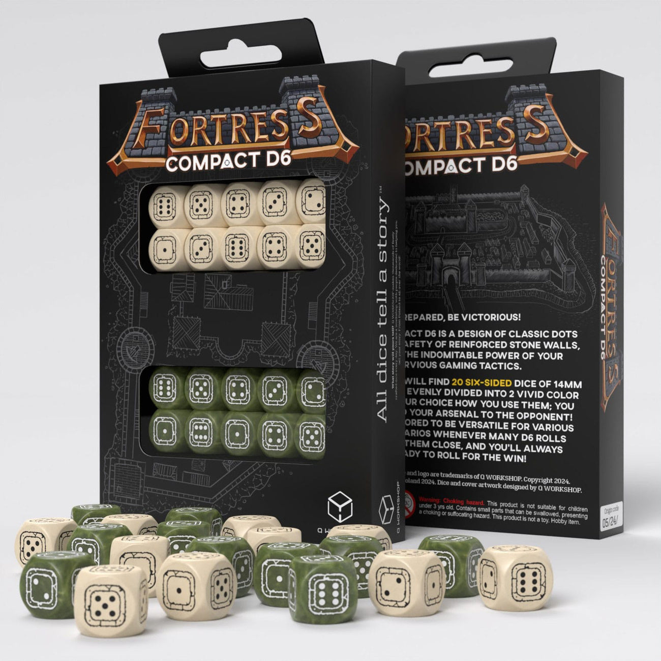 Product image Fortress Compact D6 Dice Set Beige & Olive (20)
