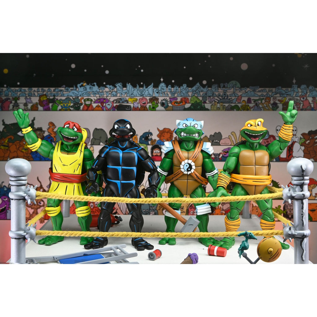 Imagen del producto Teenage Mutant Ninja Turtles (Archie Comics) Pack de 4 figuras de acción Stump Wrestling Turtles 18 cm