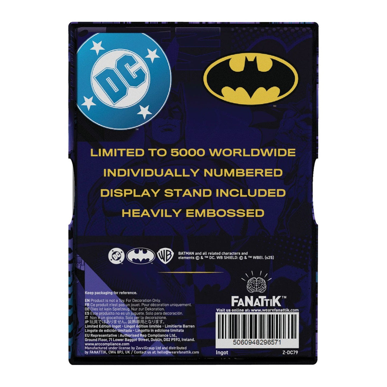 Imagen del producto DC Comics Lingote de Metal Batman Detective Comics n.º 9 Edición Limitada