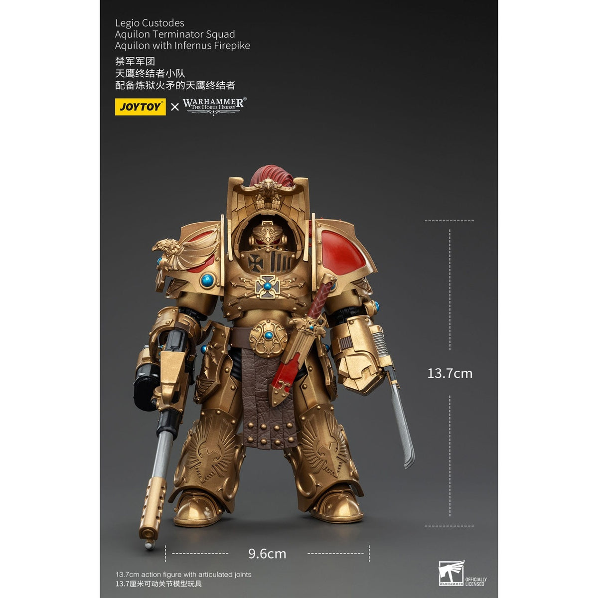 Imagen del producto Warhammer The Horus Heresy Figura de acción 1/18 Legio Custodes Aquilon Terminator Squad Aquilon con Infernus Firepike 14 cm