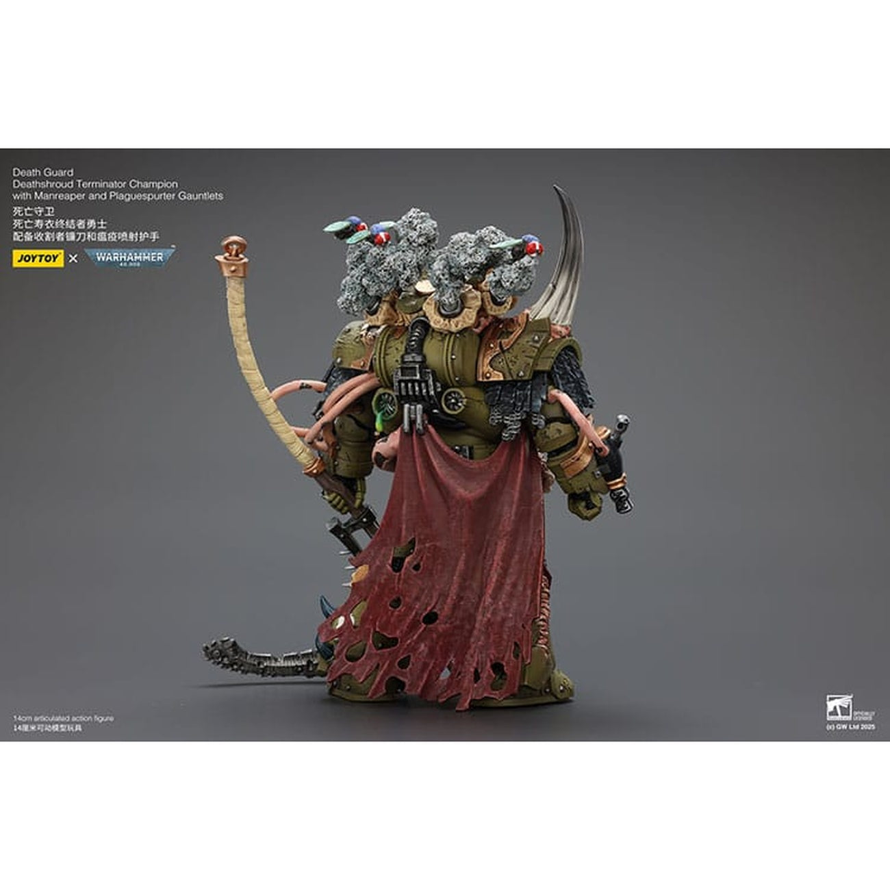 Imagen del producto Figura de acción Warhammer 40K 1/18 Death Guard Deathshroud Terminator Champion con Manreaper y Plaguespurter Gauntlets 14 cm