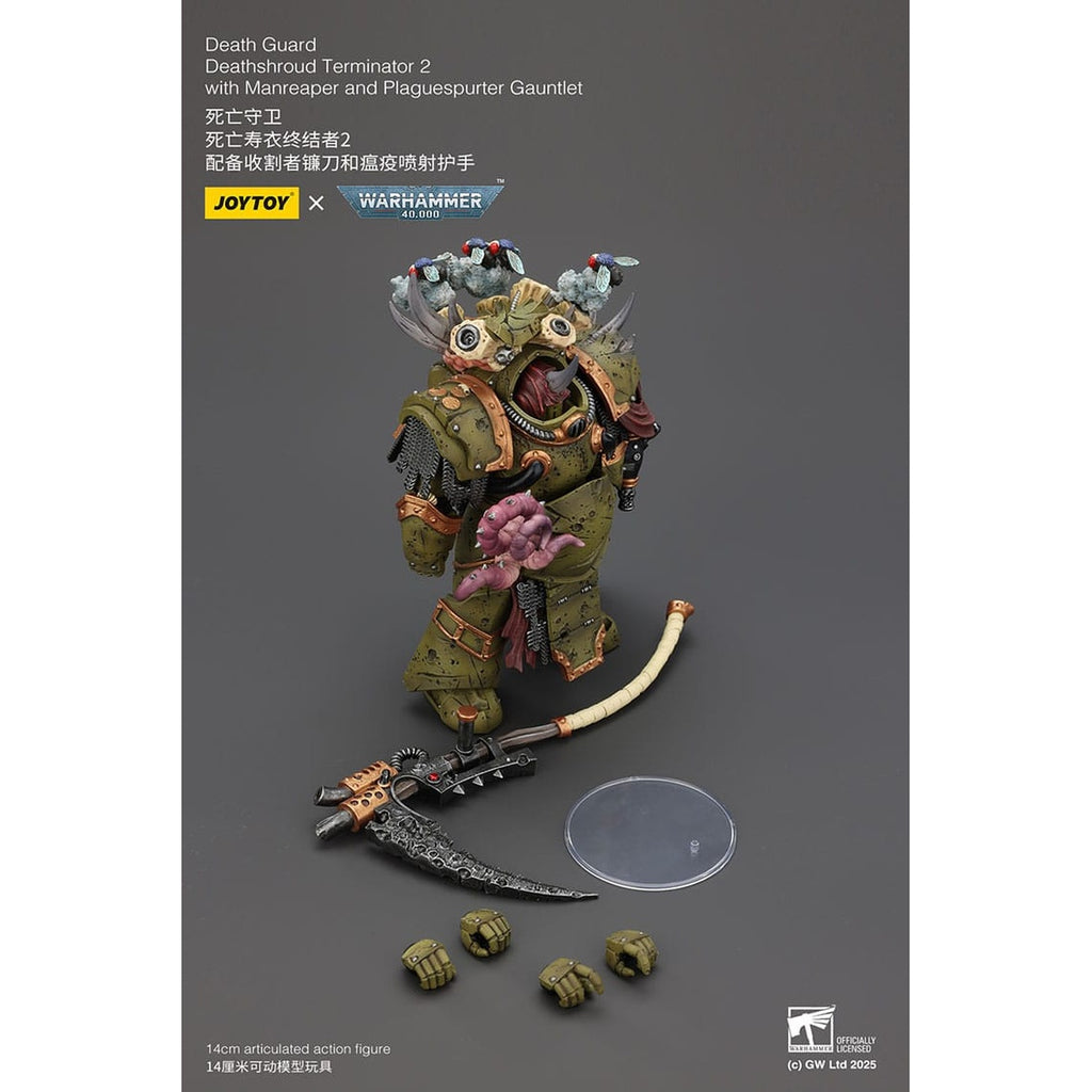Imagen del producto Figura de acción Warhammer 40K 1/18 Death Guard Deathshroud Terminator Champion con Manreaper y Plaguespurter Gauntlets 14 cm