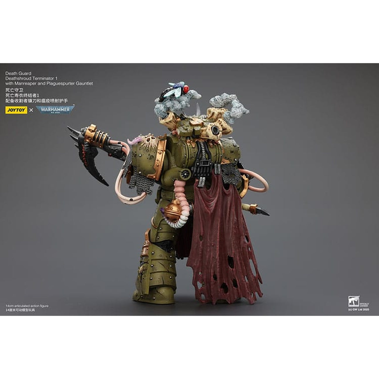 Imagen del producto Figura de acción Warhammer 40k 1/18 Death Guard Deathshroud Terminator 1 con Manreaper y Plaguespurter Gauntlet 14 cm