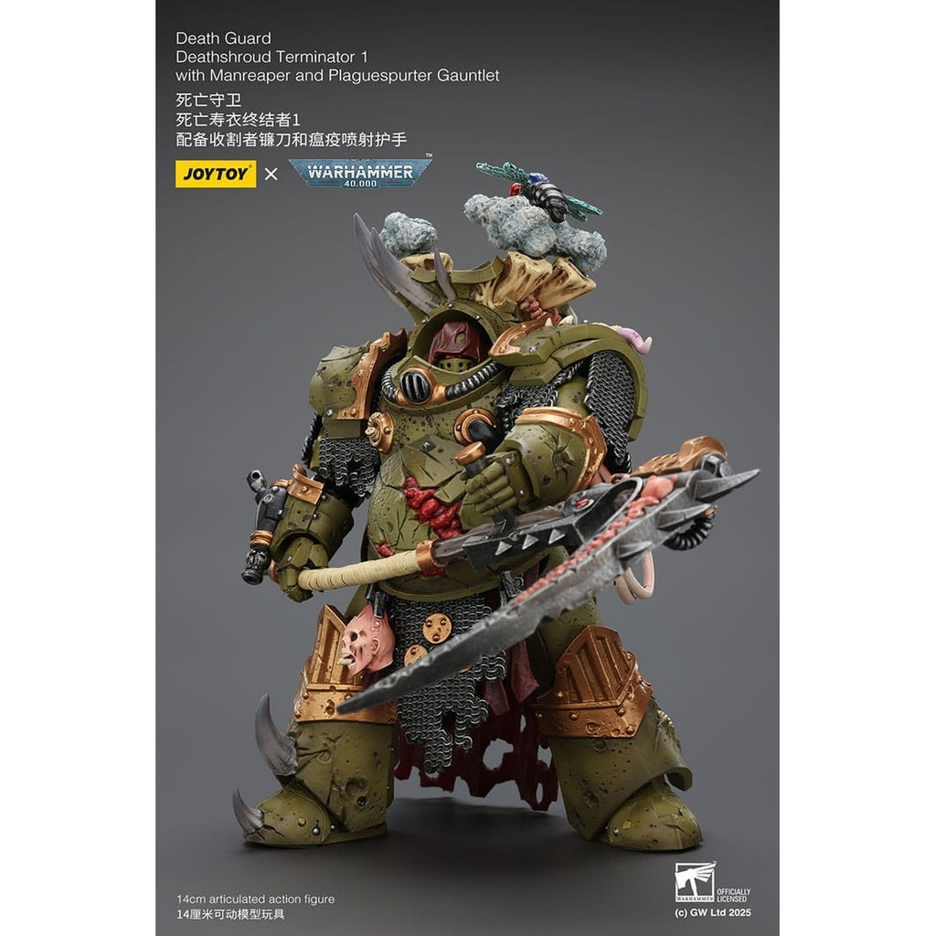 Imagen del producto Figura de acción Warhammer 40k 1/18 Death Guard Deathshroud Terminator 1 con Manreaper y Plaguespurter Gauntlet 14 cm