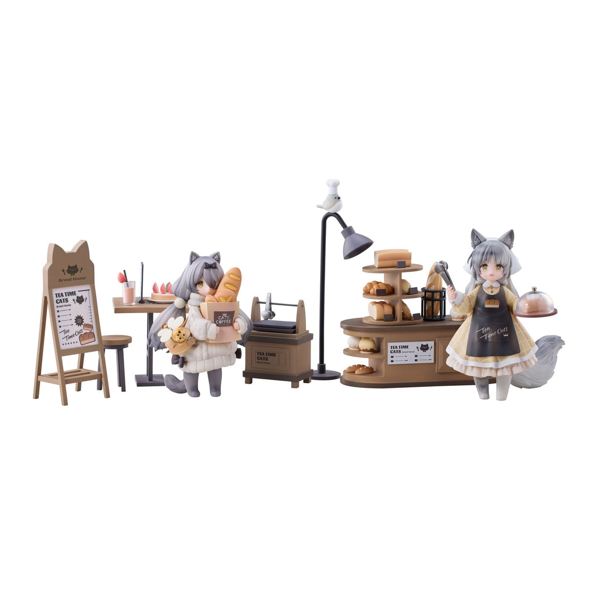 Imagen del producto Decorated Life Collection Estatua PVC Tea Time Cats - Cat Town Bakery Staff & Customer Set 12 cm