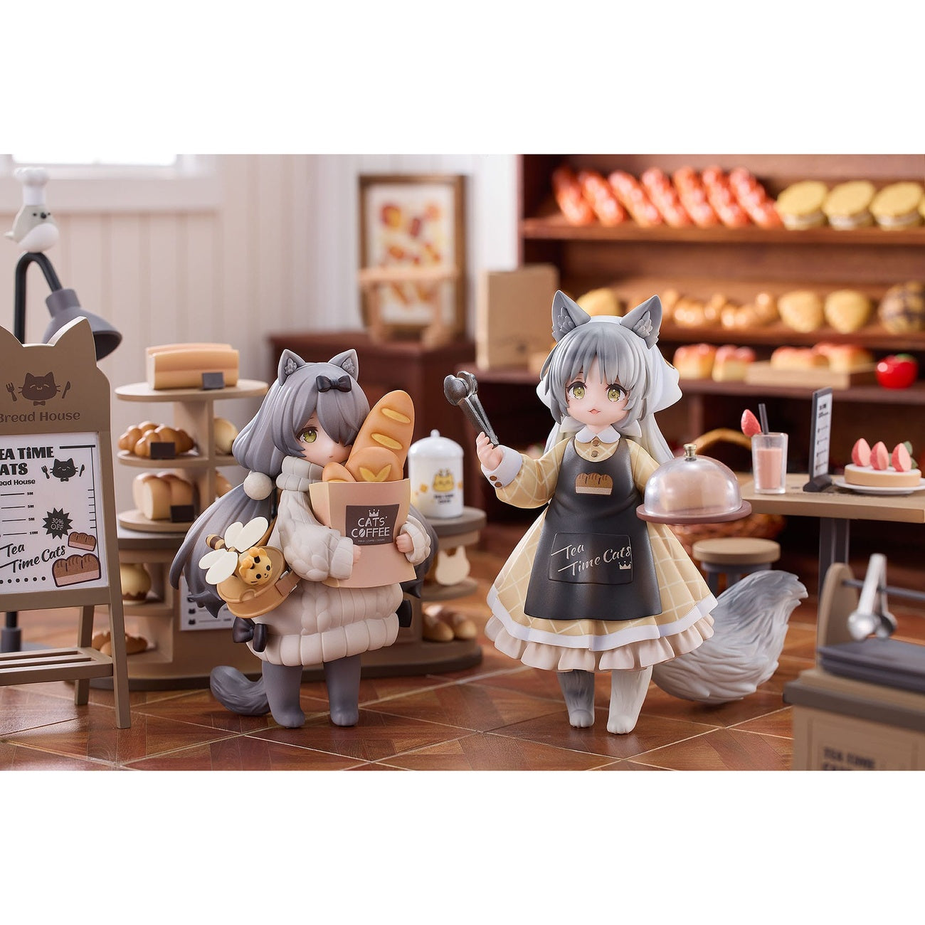 Imagen del producto Decorated Life Collection Estatua PVC Tea Time Cats - Cat Town Bakery Staff & Customer Set 12 cm