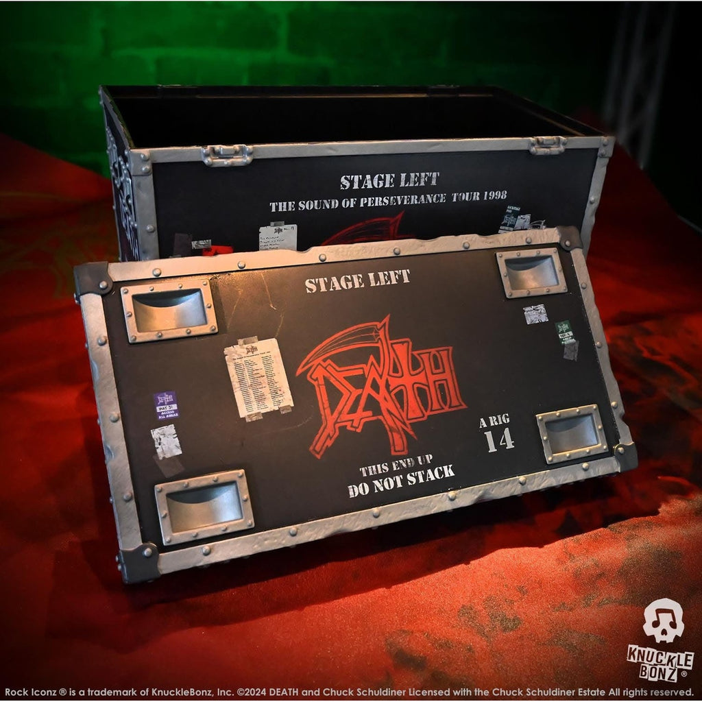 Imagen del producto Death Rock Ikonz On Tour Estatua Road Case y Fondo de Escenario Set The Sound of Perseverance Tour 1998