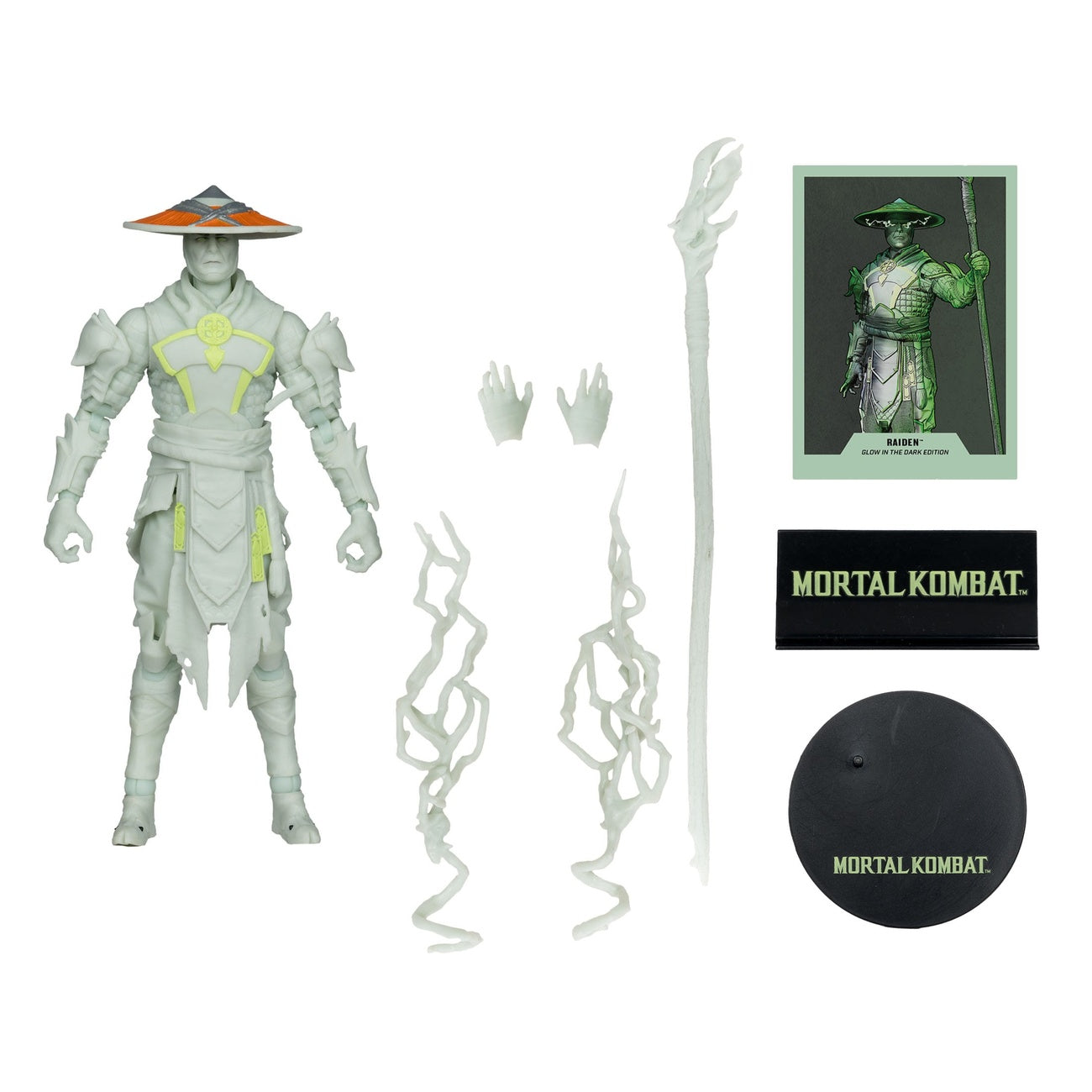 Imagen del producto Figura de acción Mortal Kombat Glow in the Dark Edition Raiden (Gold Label) 18 cm