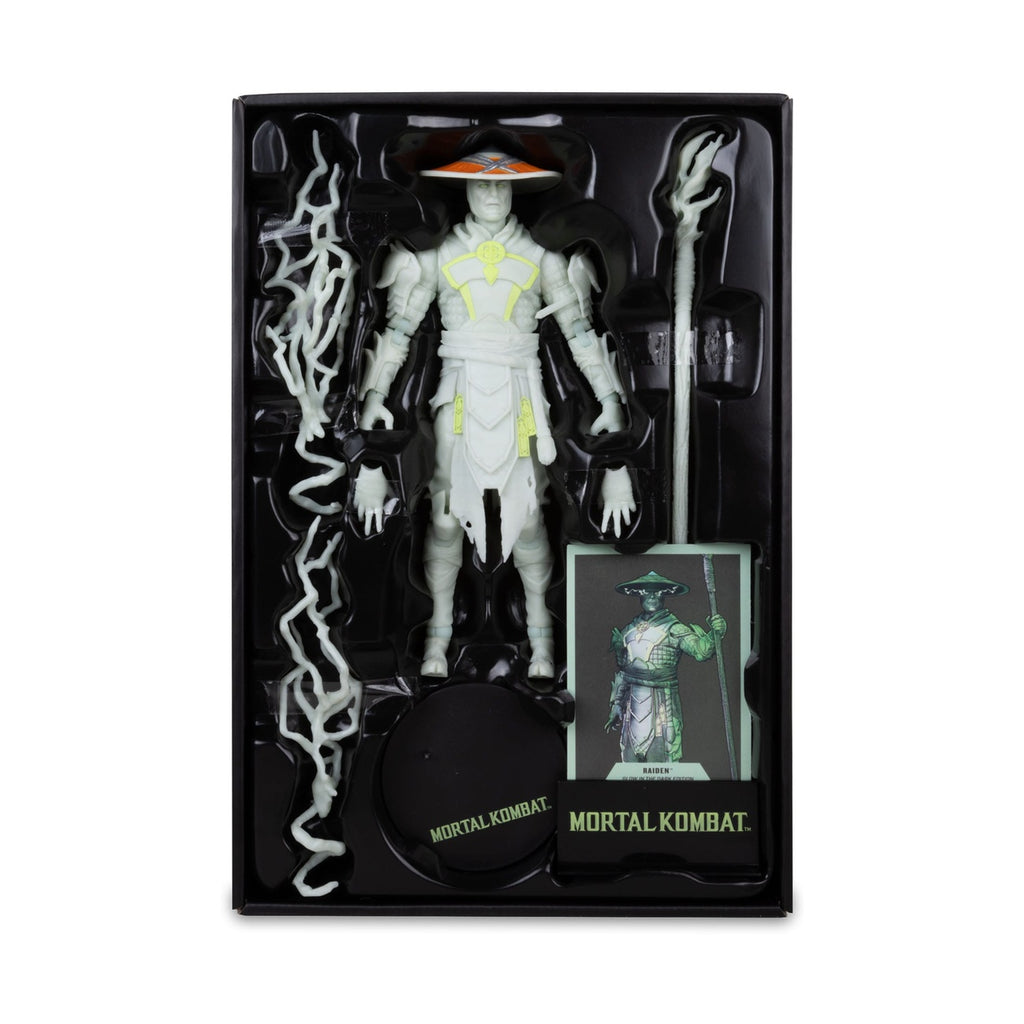 Imagen del producto Figura de acción Mortal Kombat Glow in the Dark Edition Raiden (Gold Label) 18 cm