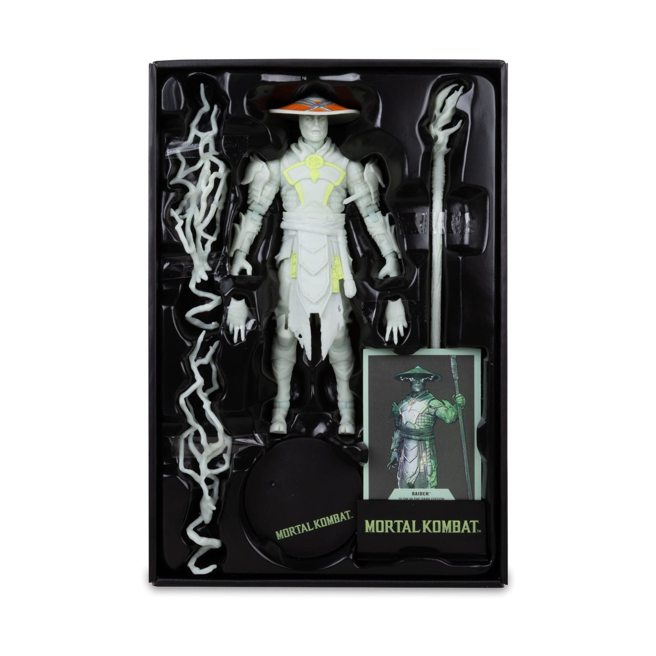 Imagen del producto Figura de acción Mortal Kombat Glow in the Dark Edition Raiden (Gold Label) 18 cm