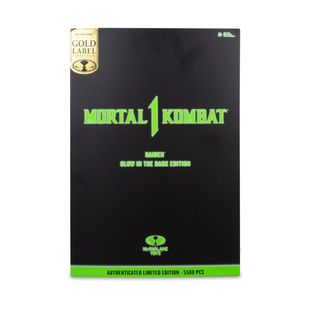 Imagen del producto Figura de acción Mortal Kombat Glow in the Dark Edition Raiden (Gold Label) 18 cm