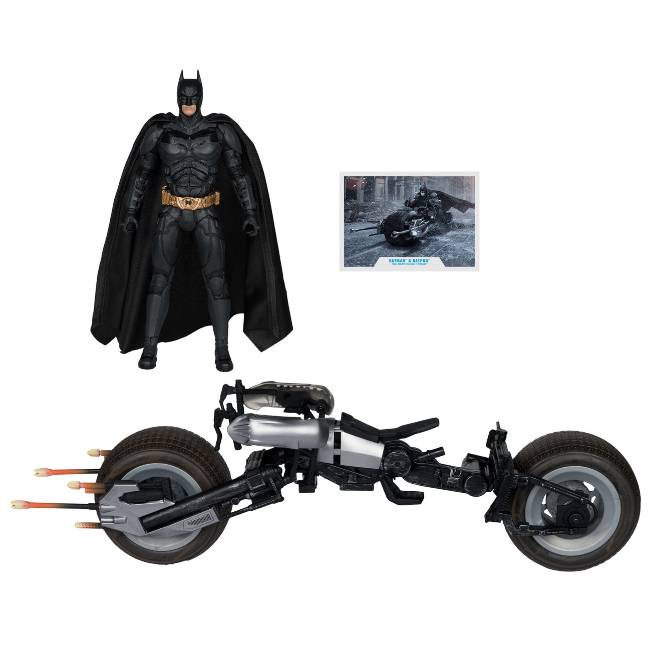 Imagen del producto The Dark Knight DC Multiverse figura de acción con vehículo Batman & The Batpod 18 cm