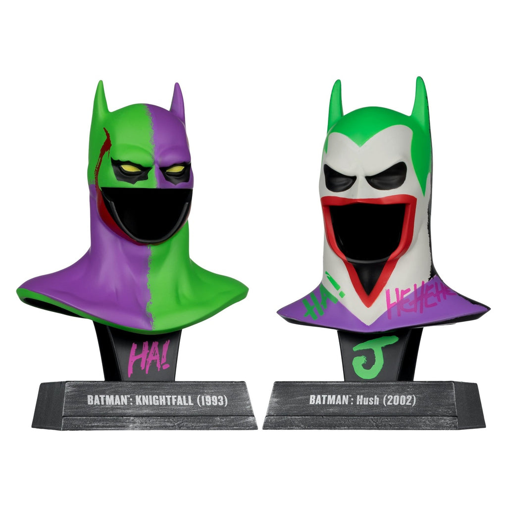 Imagen del producto Batman DC Direct Mini Réplica 1/3 Pack de 2 Máscaras de Batman Hush & Knightfall (Jokerized) (Gold Label) 18 cm